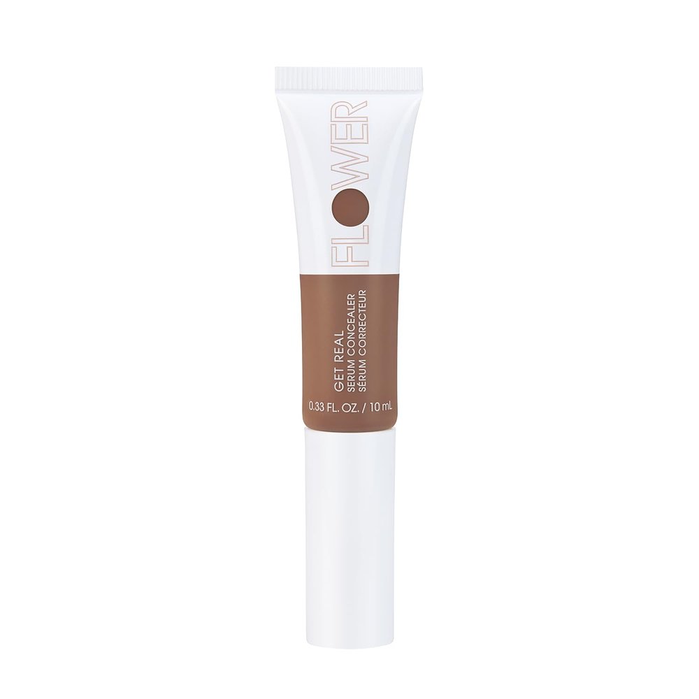 FLOWER BEAUTY By Drew Barrymore Get Real Serum Concealer - Brightens Skin + Blurs Blemishes - Hydrating Serum- Almond