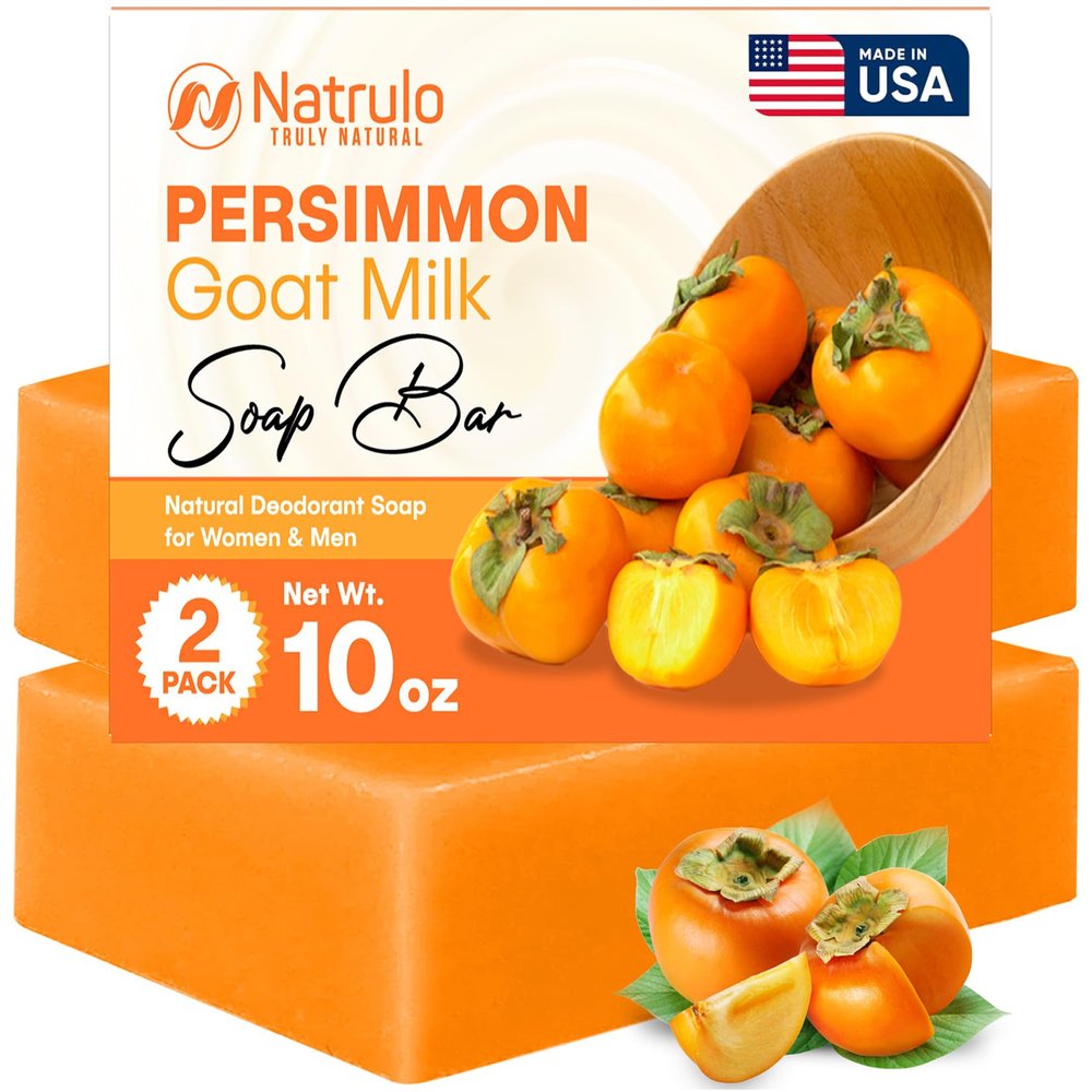 Persimmon Soap Bar for Body Odor Control  Purifying Deodorizing Body Wash with Goat Milk for Eliminating Body Odor  Great for Skin Brightening, Natural Deodorant Soap for Men & Women
