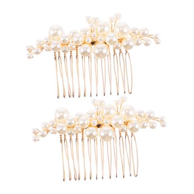 Beatifufu 2pcs Elegant Pearl Hair Comb Clips for Brides Wedding Hair Accessories for Special Occasions and Ceremonies