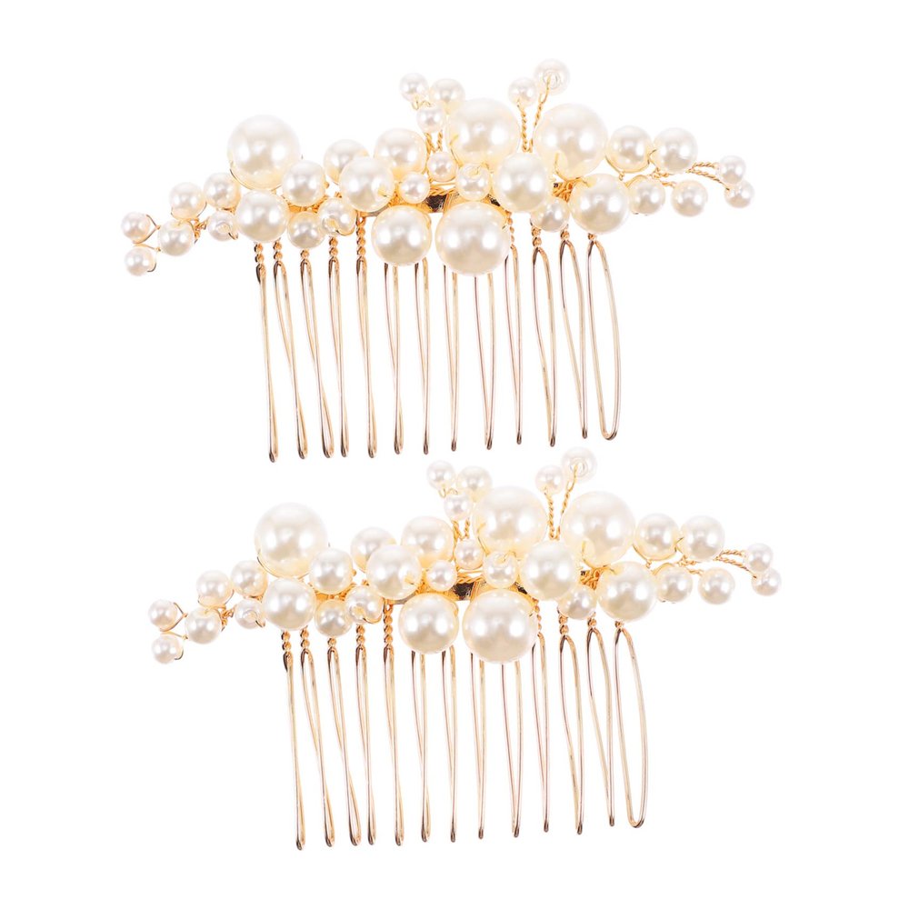 Beatifufu 2pcs Elegant Pearl Hair Comb Clips for Brides Wedding Hair Accessories for Special Occasions and Ceremonies