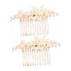 Beatifufu 2pcs Elegant Pearl Hair Comb Clips for Brides Wedding Hair Accessories for Special Occasions and Ceremonies view 1