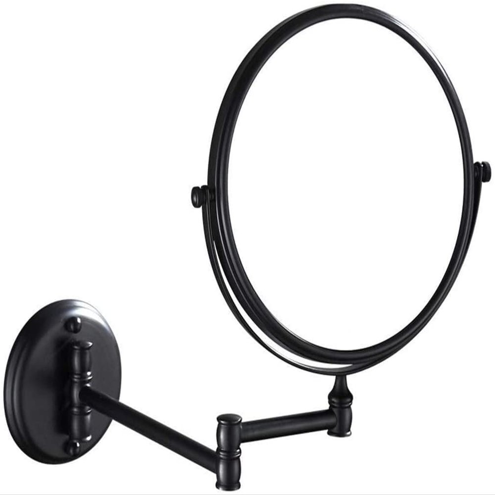 WODERFLAY Makeup Mirror Vanity Mirror Bathroom Black Copper Beauty Mirror European 8inch Makeup Mirror Telescopic Folding Magnification