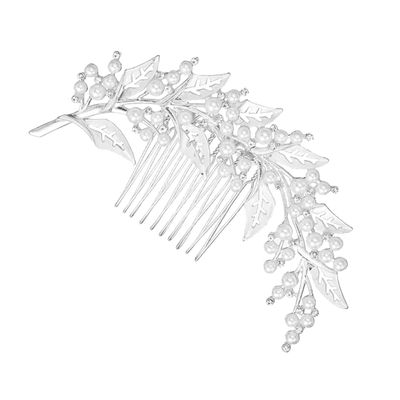 Beatifufu 1pc Pearl Rhinestone Hair Comb Hollow Leaf Style Bridal Accessory for Women Elegant Wedding Hair Decoration for Brides Parties and Special Occasions