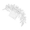 Beatifufu 1pc Pearl Rhinestone Hair Comb Hollow Leaf Style Bridal Accessory for Women Elegant Wedding Hair Decoration for Brides Parties and Special Occasions view 1