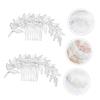 Beatifufu 1pc Pearl Rhinestone Hair Comb Hollow Leaf Style Bridal Accessory for Women Elegant Wedding Hair Decoration for Brides Parties and Special Occasions view 3