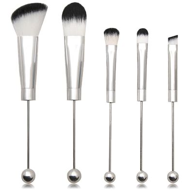 Hubceuo Beadable Makeup Brushes Silicone Beads DIY Makeup Cosmetic Brushes Beaded Brushes Kit for DIY, Silver