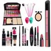 Makeup Kit with 5 Pink Makeup Brushes, 3in1 Combo, 36H Eyeliner, Kajal, Compact, 5in1 Lipstick, Fixer, Primer, Contour, Foundation, 3 Makeup Puffs - (Pack of 20) view 1