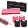 Narkysus Tattoo Machine Covers with Gun Wraps - 200Pcs Pink Machine Sleeves and 4Pcs Grip Tape (2 Black/2 Pink) 2.5"x7.1" Large Pen Bags for Women and Studio Use Tattoo Supplies view 1