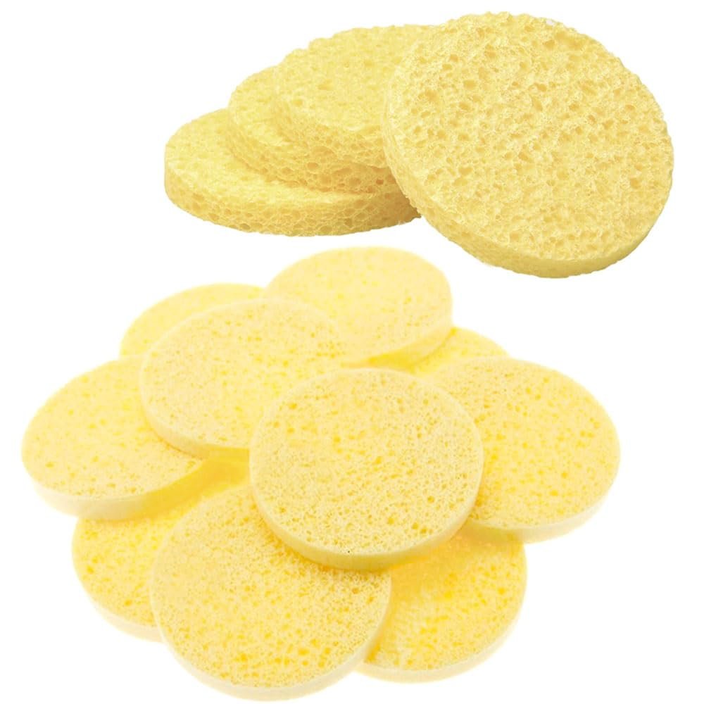 24 Pc Compressed Facial Sponges Exfoliating Face Cleansing Cellulose Scrub Pads Facial Sponges Compressed Cellulose Face Cleansing Spa Sponge Remove Makeup Dead Skin Cells Beauty Cosmetic Reusable