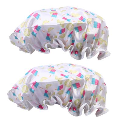 Beatifufu 2pcs Hair Protective Caps for Women Adorable Orange Printing Bathing Hats Comfortable Shower Accessories for Daily Use and Hair Conditioning