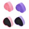 Beatifufu Heart Shaped Silica Gel Makeup Brush Cleaning Box Quick Dry Wet Dual Use Sponge Tool for Efficient Color Removal Portable Cosmetic Case Purple view 1