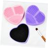 Beatifufu Heart Shaped Silica Gel Makeup Brush Cleaning Box Quick Dry Wet Dual Use Sponge Tool for Efficient Color Removal Portable Cosmetic Case Purple view 2