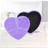 Beatifufu Heart Shaped Silica Gel Makeup Brush Cleaning Box Quick Dry Wet Dual Use Sponge Tool for Efficient Color Removal Portable Cosmetic Case Purple view 3