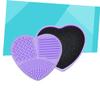 Beatifufu Heart Shaped Silica Gel Makeup Brush Cleaning Box Quick Dry Wet Dual Use Sponge Tool for Efficient Color Removal Portable Cosmetic Case Purple view 4