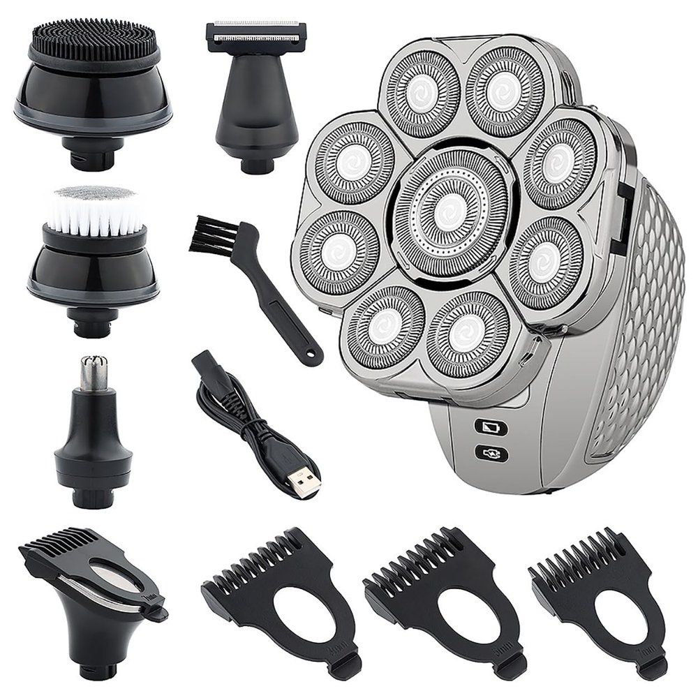 EKHOU Head Shavers for Bald Men, 6 in 1 Electric Head Shavers for Bald Men Razor Upgraded 9D Floating Cutter Grooming Head Shaver Wet and Dry Cordless Trimmer