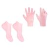 TOVINANNA 2 Pairs Silicone Moisturizing Glove Socks Set, Silicone Gel Glove and Sock Reusable and WashableSilicone Gel Spa Socks Foot and Hand Care After Pedicure Pink view 1