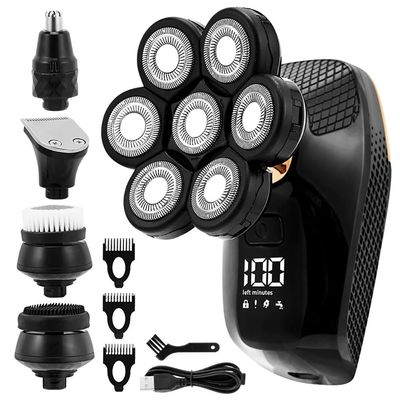 EKHOU Head Shavers for Bald Men, 7D Men's Rechargeable Bald Head Electric Shaver 7 Floating Heads Beard Nose Ear Hair Trimmer Razor Clipper Facial Brush