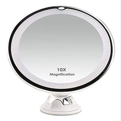 ZWFENG Adjustable Mirror, Shaving Mirror Vanity Makeup Mirror with 24 Led Lights 10X Magnifying Illuminated Dimmable Cosmetic