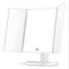 ZWFENG Foldable Makeup Mirror, Vanity Mirror Dimmable LED Lights with Wide-Angle t-Button Screen and Countertop Adjustable view 3