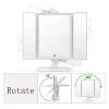 ZWFENG Foldable Makeup Mirror, Vanity Mirror Dimmable LED Lights with Wide-Angle t-Button Screen and Countertop Adjustable view 4
