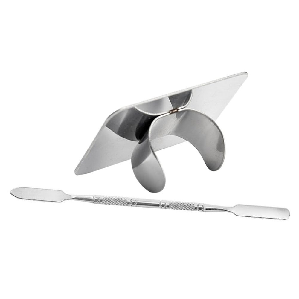 HEALEEP Makeup Mixing Palette Spatula Stainless Steel Foundation Mixing Tray Blending Plate for Nail Pigments