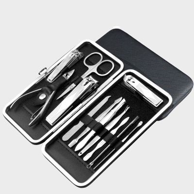 Manicure Set, 12pcs Nail Clippers Pedicure Kit Nail Care Kit Manicure Professional Tools Gift for Men Women Friends and Parents Five Styles (black pattern)