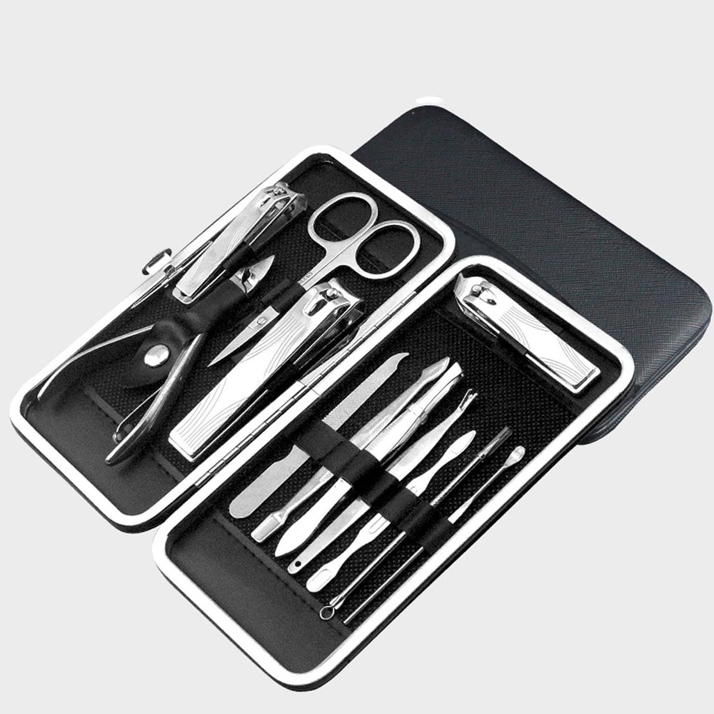 Manicure Set, 12pcs Nail Clippers Pedicure Kit Nail Care Kit Manicure Professional Tools Gift for Men Women Friends and Parents Five Styles (black pattern)