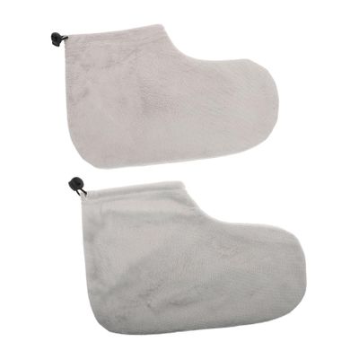 Beatifufu 1pair Therapy Foot Covers for Paraffin Wax Treatment Soft Cotton Spa Wraps for Moisturizing Foot Care Comfortable Design for Home and Salon Use Gray