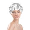 Afternoon Tea Print Shower Cap,Elastic And Reusable Bath Hair Hat For Long Hair,Large Waterproof Shower Bonnet,For Women Men Kids view 3