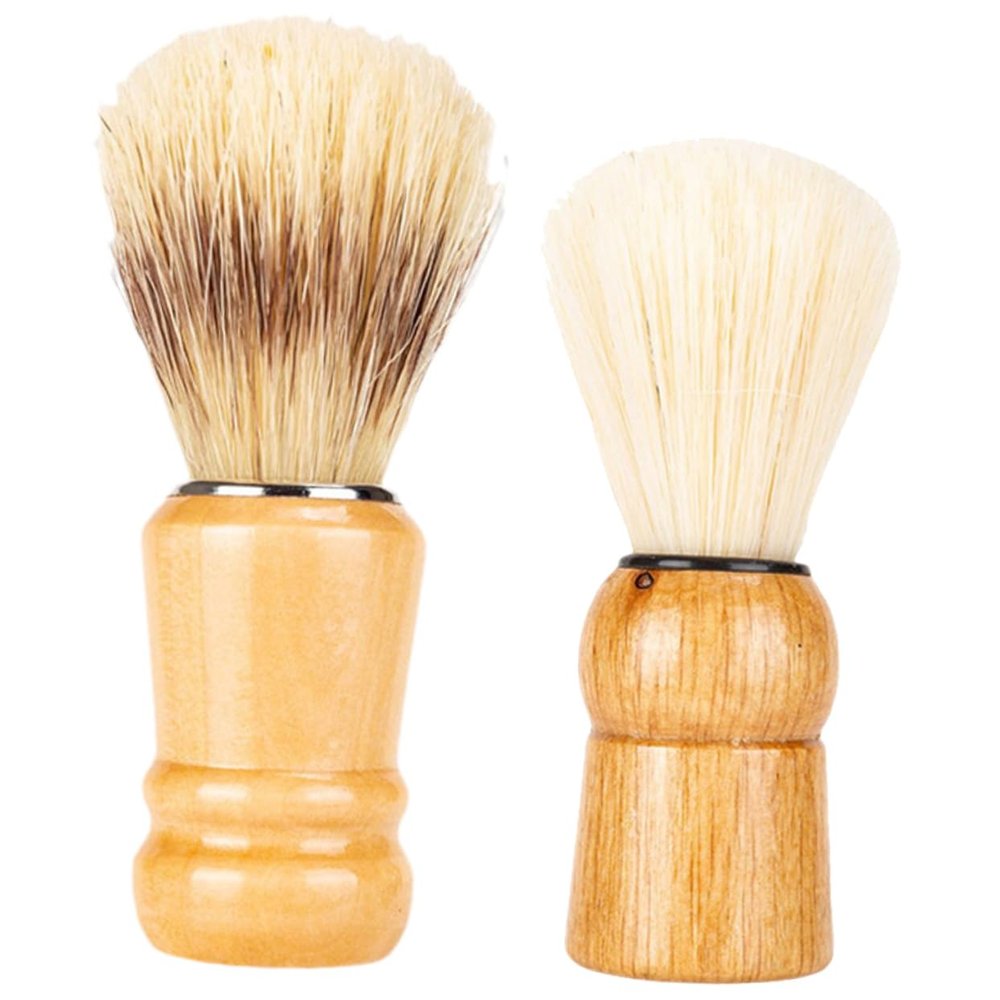 Ipetboom 2pcs Men's Shaving Brush Hair Brush for Shaving Beard Brush Wood Handle Barber Duster Brush Shaving Accessory for Men