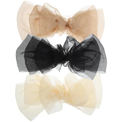 LUOZZY 3 pcs Large Bow Hair Clip Big Bow Hair Pins Cute Spring Hair Barrette Women Girls Hair Accessories - Black+Brown+Beige