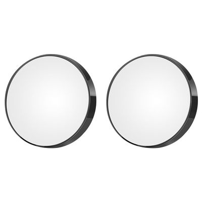 2Pcs Compact Round Magnifying Makeup Mirror with Suction Cups - 10X & 15X Magnification for Travel and Beauty - Portable 3.46 Inch Black Cosmetic Tool