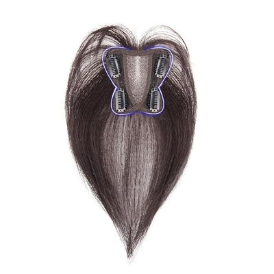 10inch Human Hair Middle Frenge Light Hand Tied for Woman Straight for Hair Loss (11x11 brown,Eight Bangs)