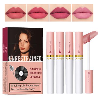 4 Colors Matte Lipstick Set,Waterproof Lip Tint Stain, Velvet Liquid Lipstick,Lip Stain Long Lasting 24 Hours (SET 1)