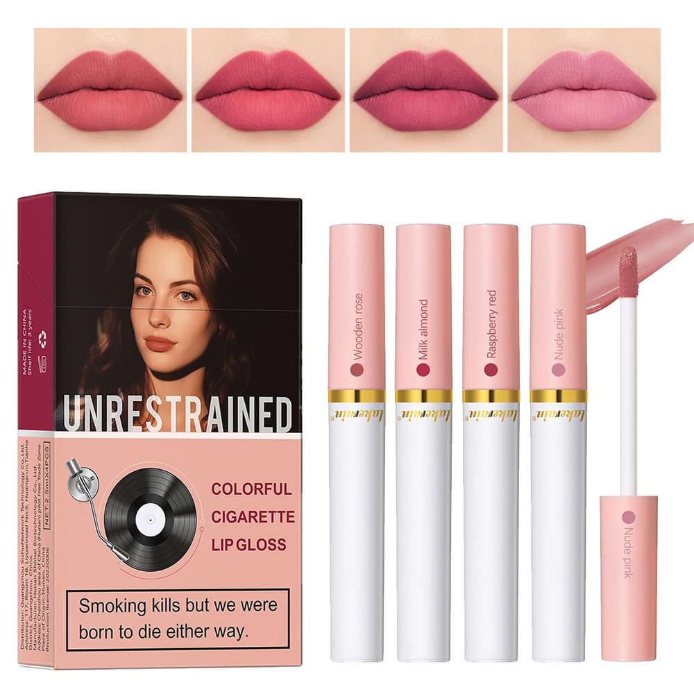 4 Colors Matte Lipstick Set,Waterproof Lip Tint Stain, Velvet Liquid Lipstick,Lip Stain Long Lasting 24 Hours (SET 1)