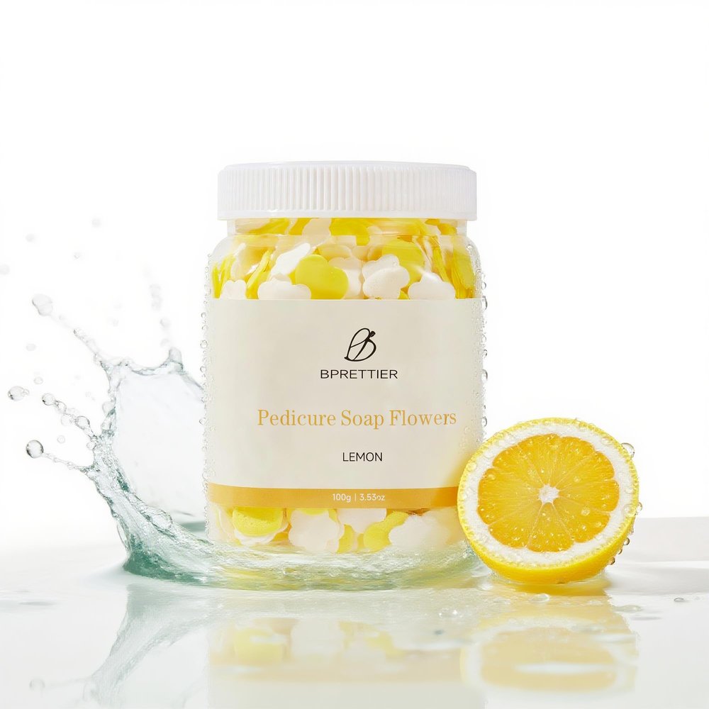 BPrettier Pedicure Soap Flowers Foot Soak Petals Sheet for Softens Dead Skin Moisturizing Relaxing Spa Feet Birthday Pedi Nail Party (Lemon)