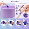 2-pack Silicone Wax Warmer Liner, Silicone Wax Bowl for Wax Warmer, Non-Stick Wax Melt Warmer Wax Pot Replacement, Reusable Wax Melt Liner with 50 Pcs Wax Spatula Sticks for Hair Removal purple view 3