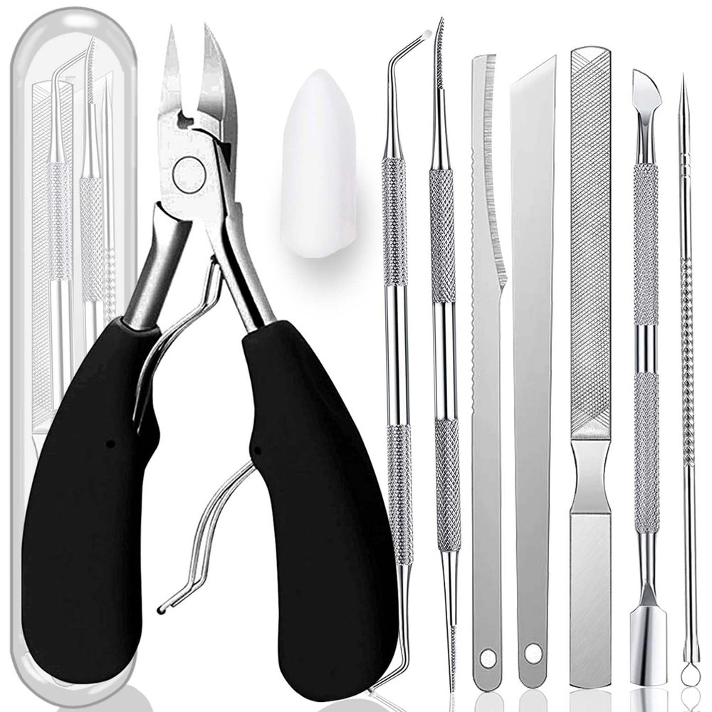 10-Pack Ingrown Toenail Tool, Toenail File and Lifters, Professional Surgical Stainless Steel Ingrown Toenail Tool- Safe Nail Cleaning Treatment Pedicure Tools Kit Under
