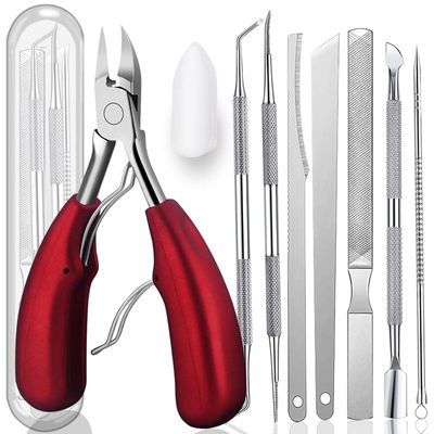 10PCS Toenail Clippers Tool, Ingrown toenail Tool, Professional Thick & Ingrown Toe Nail Clippers for Men & Seniors(red)