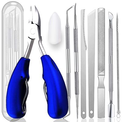 10-Pack Ingrown Toenail Tools Stainless Steel Foot Nail Tools, Heavy Duty Sharp Toenail Clippers, Clippers Set for Thick Nails and Ingrown Toenail(Blue)