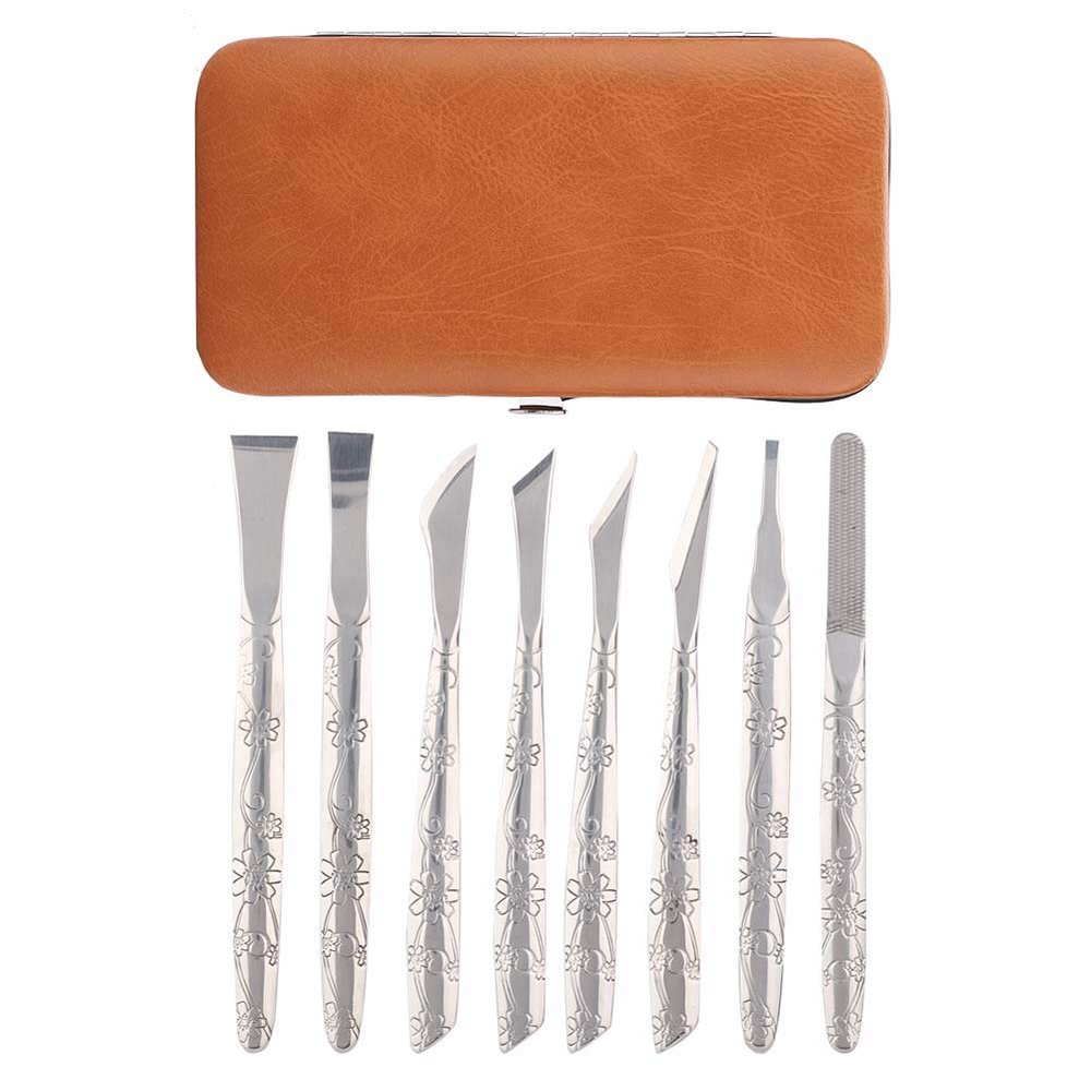 Professional 8 Piece Stainless Steel Pedicure Tool Set Foot Care Kit with Callus Remover and Dead Skin Shaver