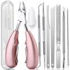 10PCS Toenail Clippers Tool, ingrown Nail Tool, Professional Thick & Ingrown Toe Nail Clippers for Men & Seniors(Pink) view 1