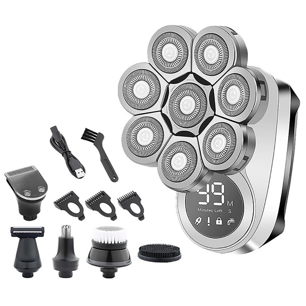 EKHOU Head Shavers for Bald Men, 6 in 1 Electric Razor Men Grooming Kit Wet Dry Electric Shaver LCD Display Beard Hair Trimmer Rechargeable Bald Head Shaving Machine