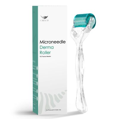 Derma Roller Microneedle, Titanium 192 Micro Needle Dermal Roller Face Beard Home Use (Crystal Blue)