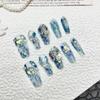 OIEGNFTD Handmade Wearing Armor, Hand Painted Blue Jellyfish Three-Dimensional Ladder Nail Patch, Detachable for Wearing Nail Art (Size : S) view 3