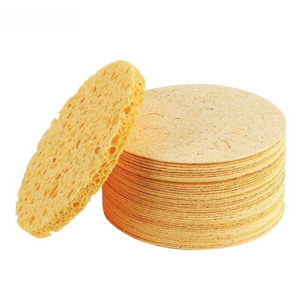 Worparsen Skincare Sponge Travel-Friendly Face 10/20/30/50pcs Reusable Round Absorbent Compressed Natural Makeup Removal Exfoliating Spa Cleansing Cellulose Light Yellow 20PCS