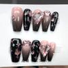 OIEGNFTD Handmade Wearing Nail Black Pink Ink Spicy Girl Cool Style Pink Ink Nail Patch Wearable Nail Removable (Size : L) view 1