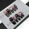 Handmade Wearing Nail Black Pink Ink Spicy Girl Cool Style Pink Ink Nail Patch Wearable Nail Removable (Size : S) view 2