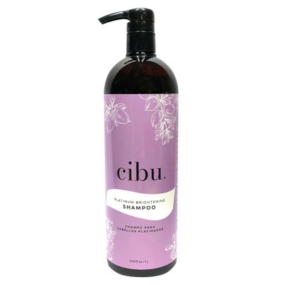 CIBU Platinum Brightening Shampoo 30008 Purple Formula Tones & Protects Blonde, Silver, Highlighted Colored Hair | Sulfate-Free Eliminates Brassy Tones | Restores Softness, Strength and Shine 1 Liter