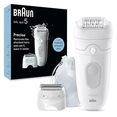 Braun Silk-pil 5 Epilator, Hair Removal Device, Women Shaver & Trimmer, Wet and Dry, Includes Shaver Head and Trimmer Comb, SE5-041, Grey